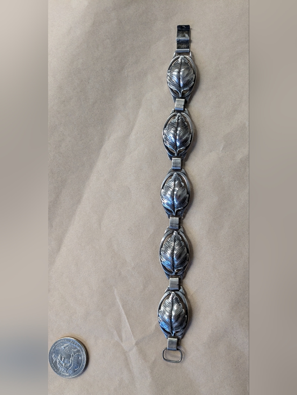 Vintage Sterling Silver Leaf Bracelet
